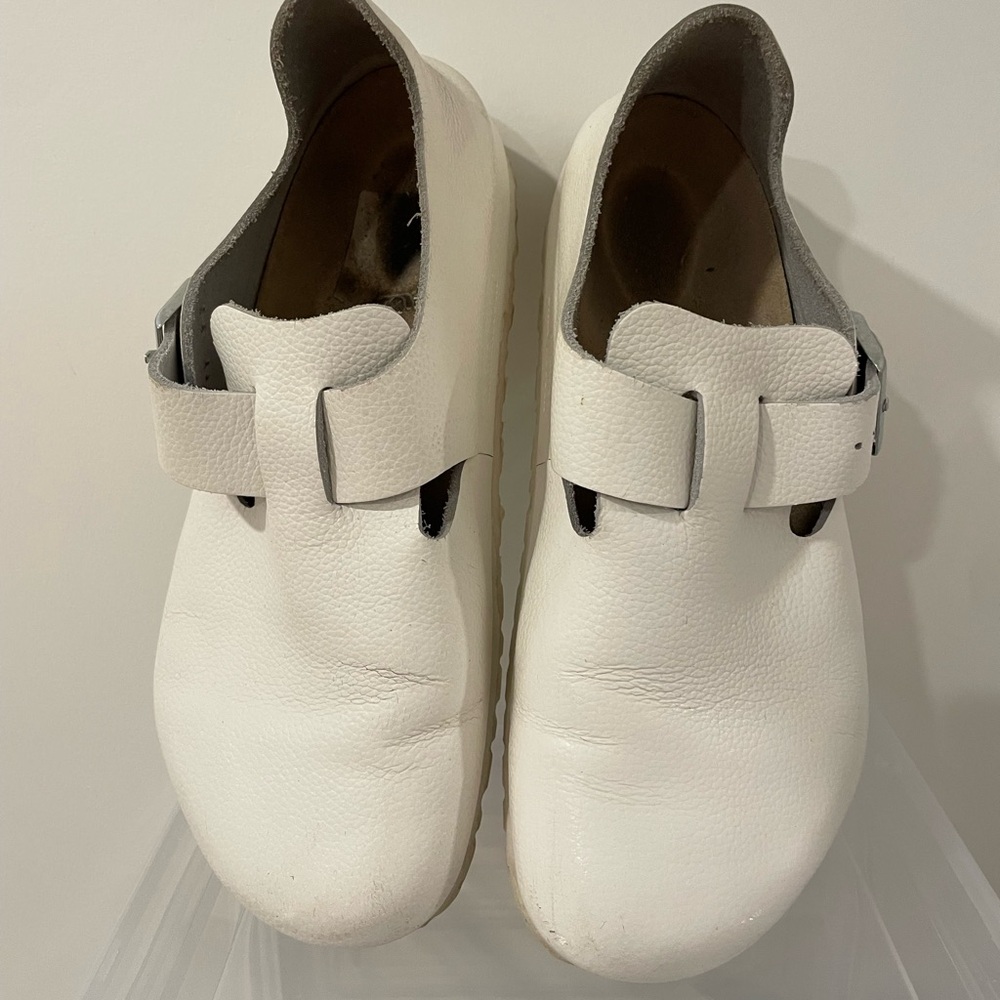 Birkenstock White Leather Mules